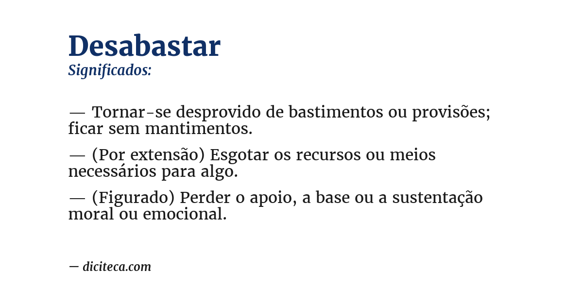 Significado de desabastar