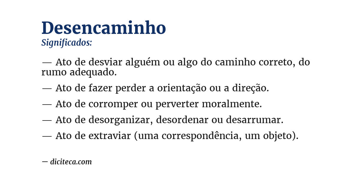 Significado de desencaminho