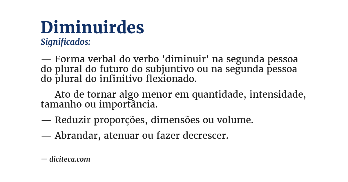 Significado de diminuirdes