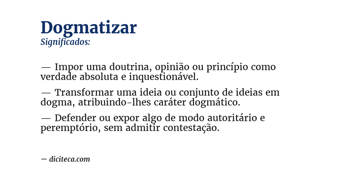 Significado de dogmatizar