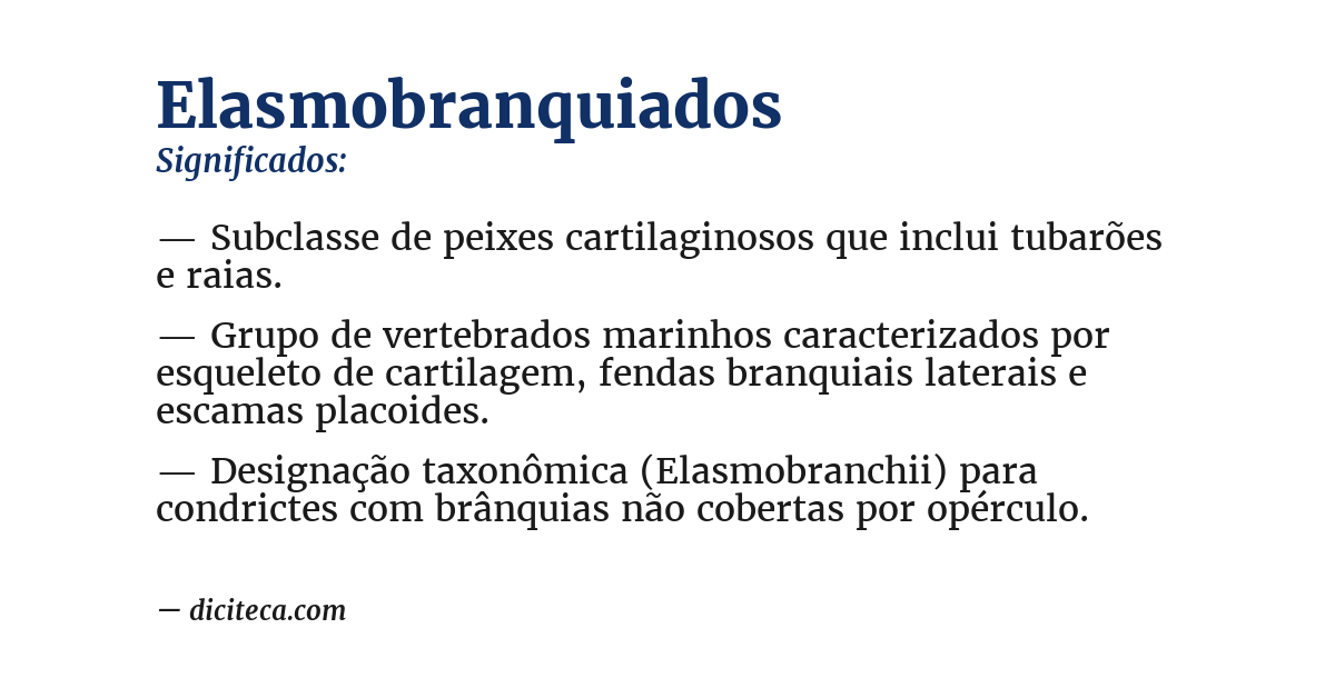 Significado de elasmobranquiados