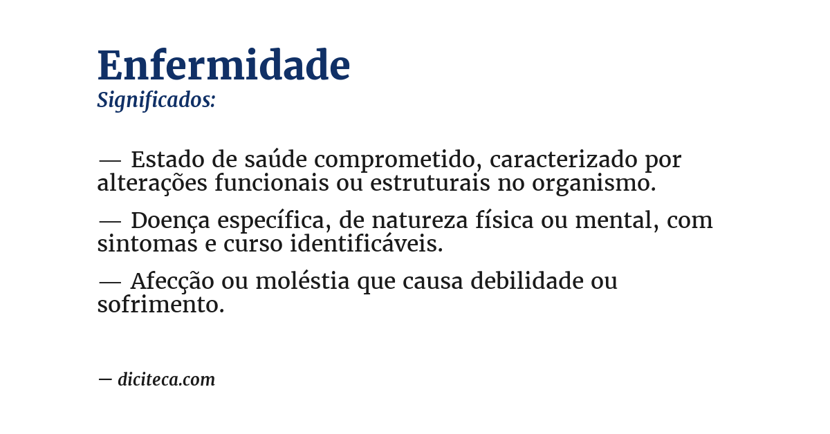 Significado de enfermidade