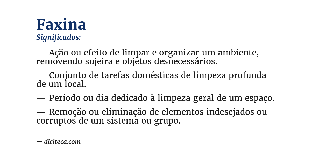 Significado de faxina