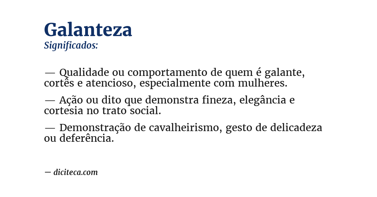 Significado de galanteza