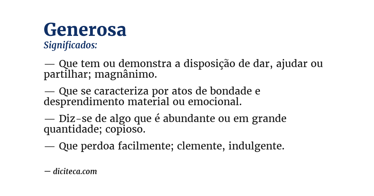 Significado de generosa