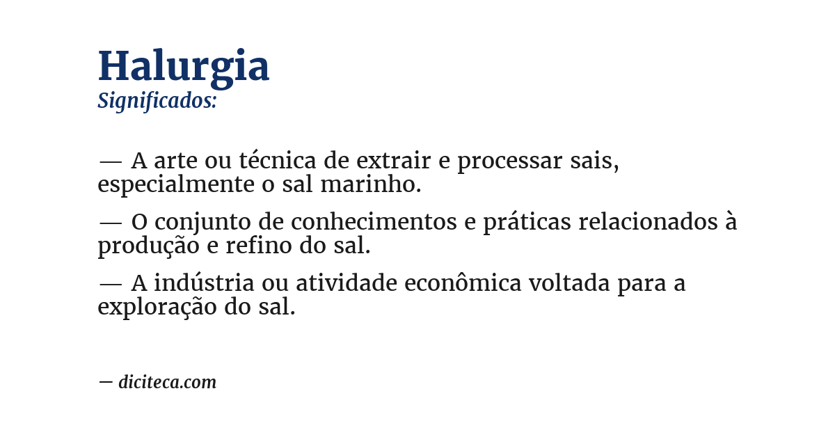 Significado de halurgia
