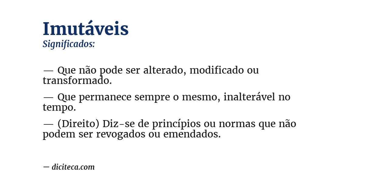 Significado de imutáveis