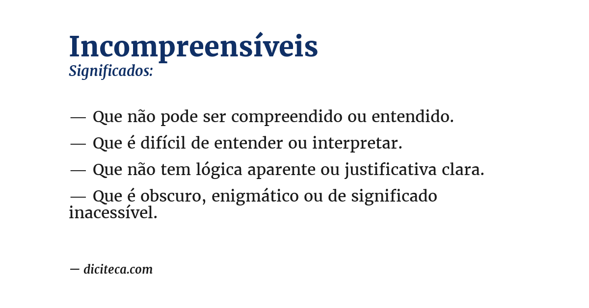 Significado de incompreensíveis