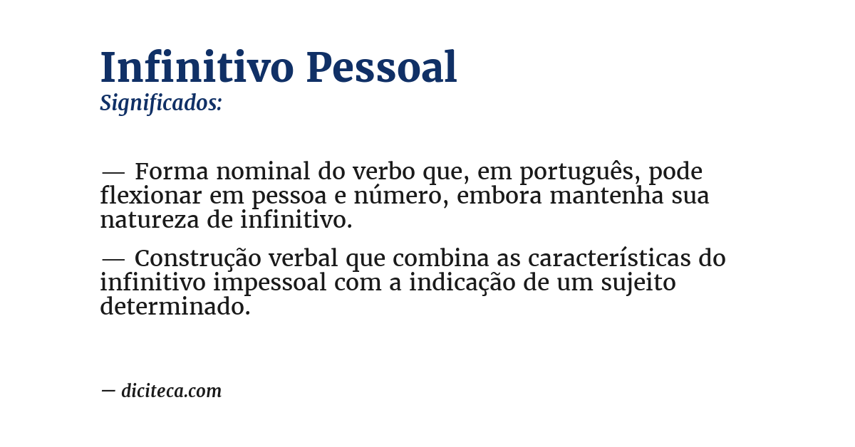 Significado de infinitivo pessoal