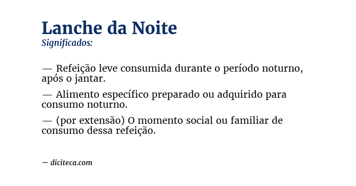Significado de lanche da noite