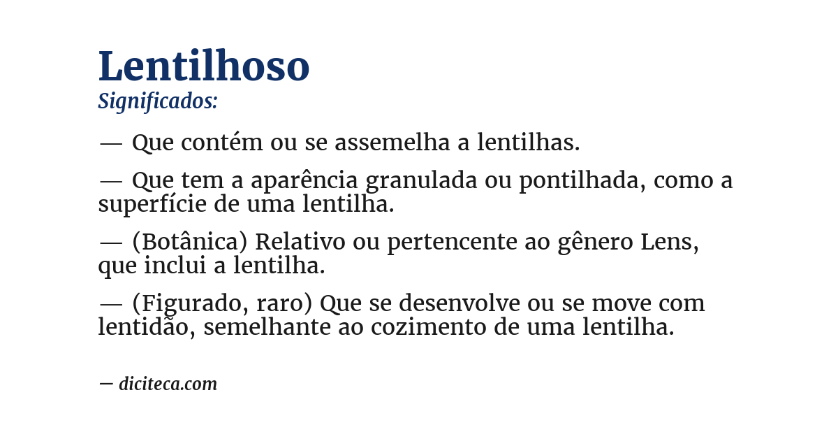 Significado de lentilhoso