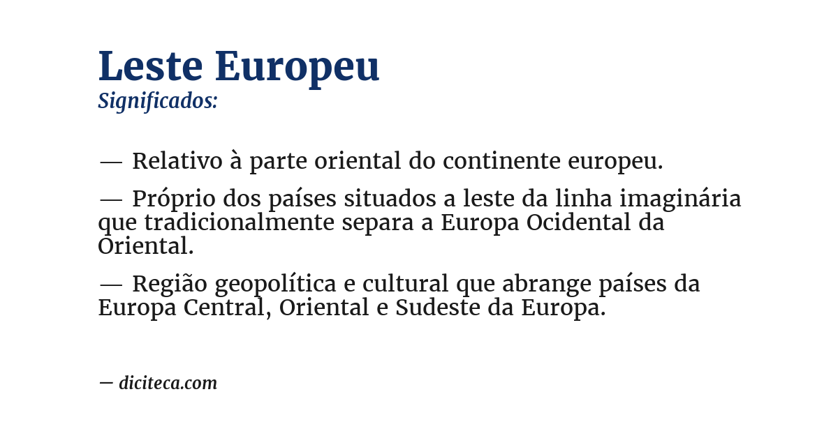 Significado de leste europeu