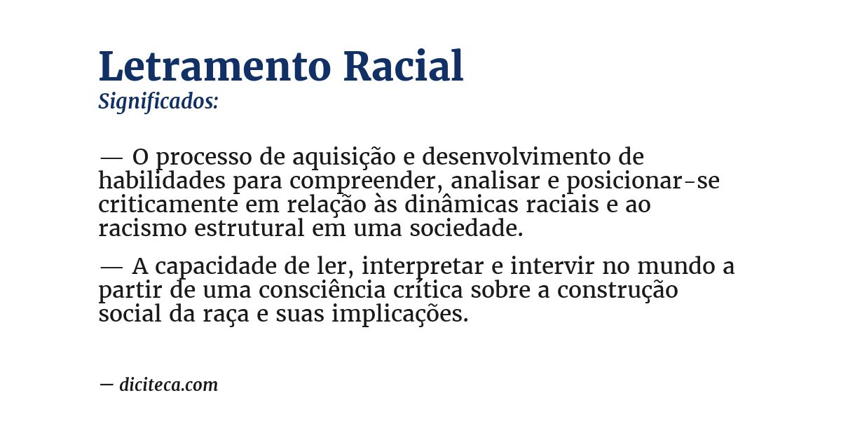 Significado de letramento racial