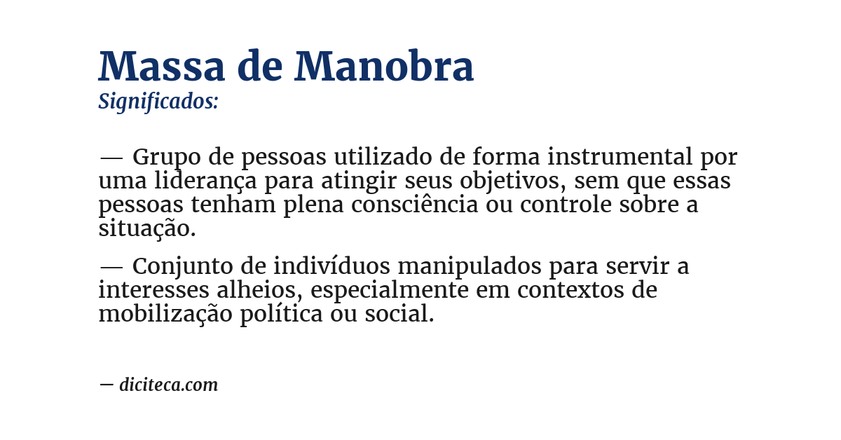 Significado de massa de manobra