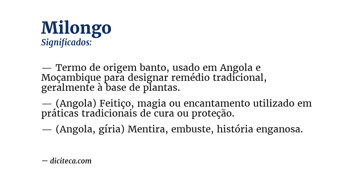 Significado de milongo