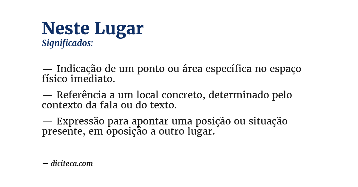 Significado de neste lugar