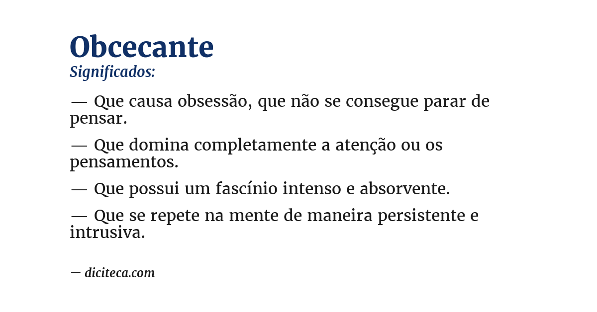 Significado de obcecante