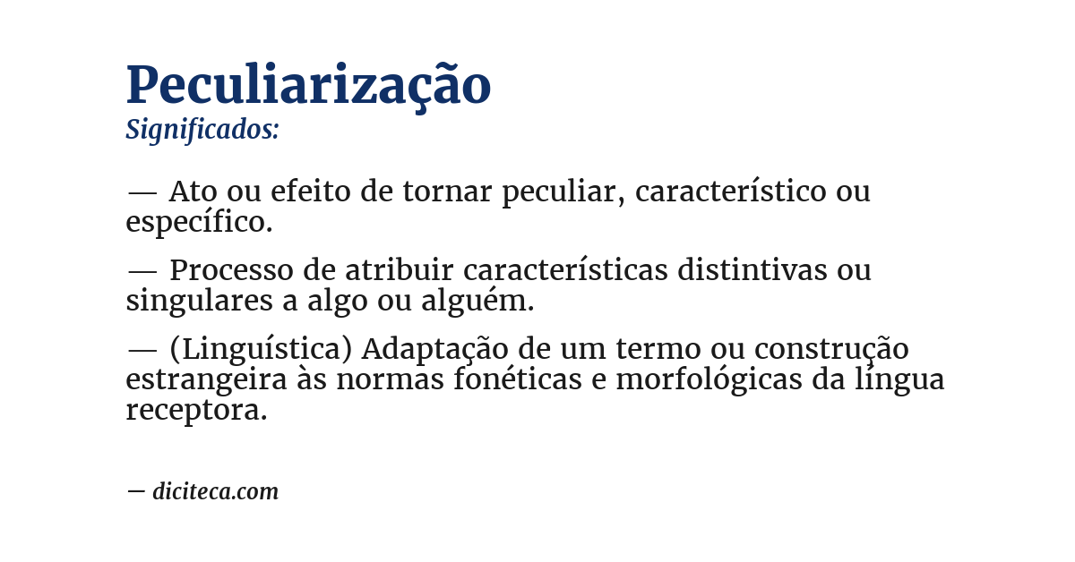 Significado de peculiarização