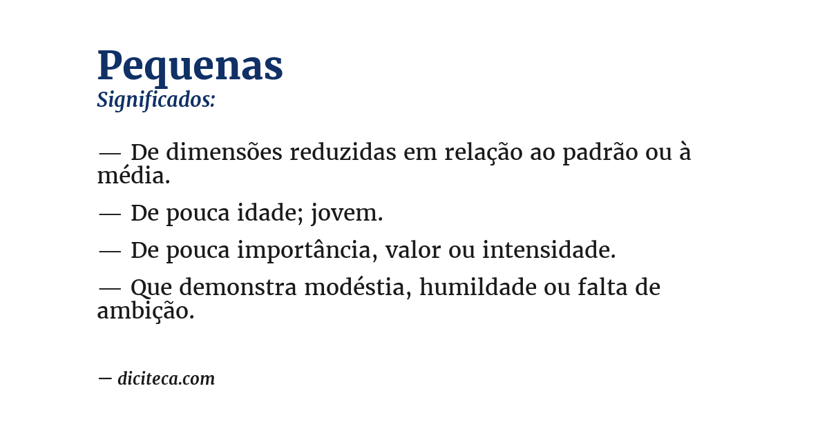 Significado de pequenas