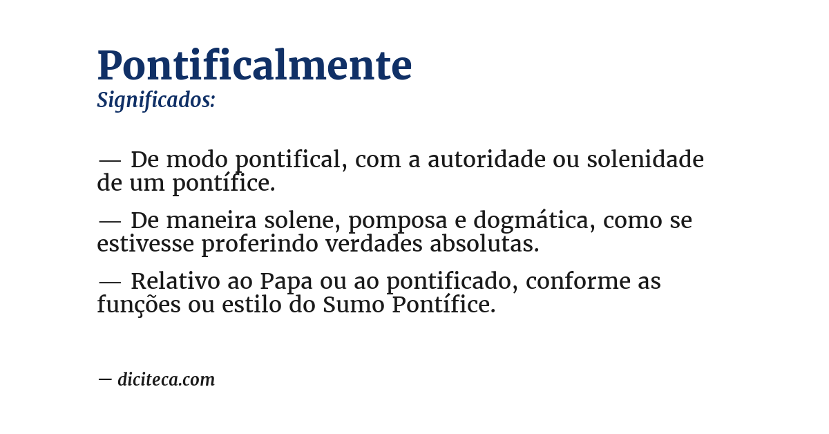 Significado de pontificalmente