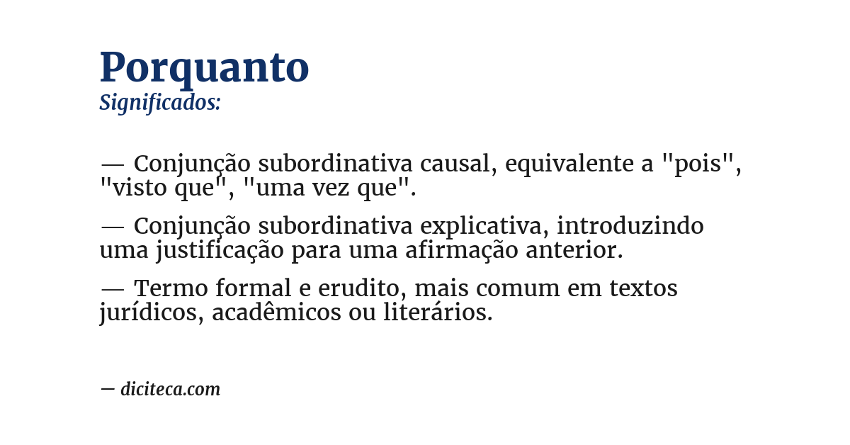 Significado de porquanto