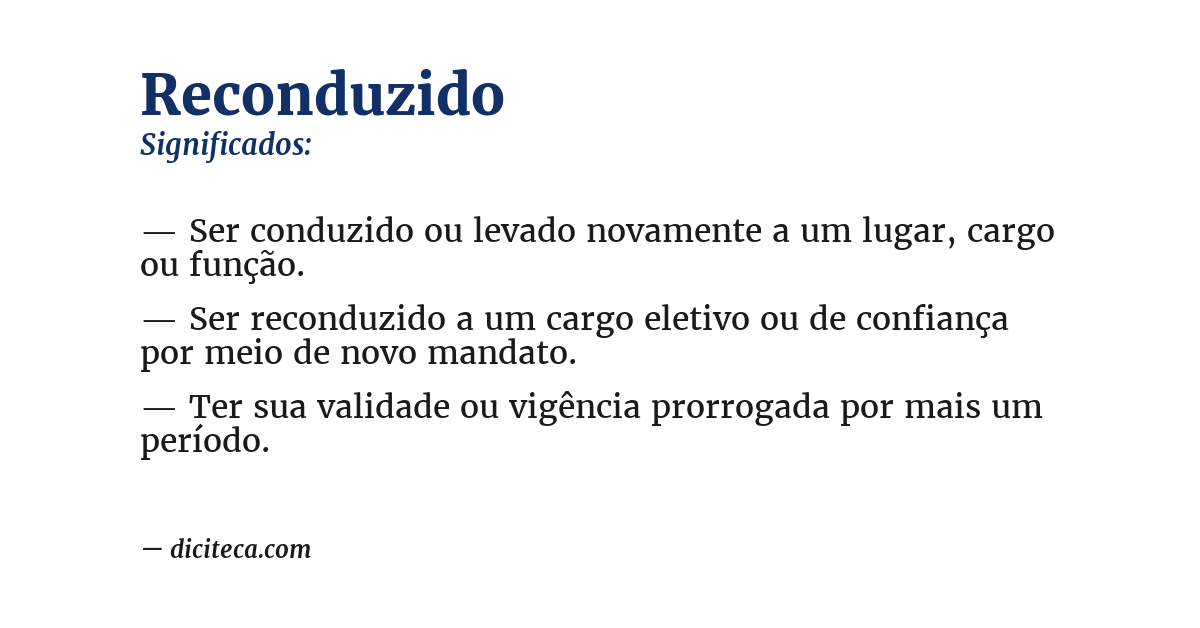 Significado de reconduzido