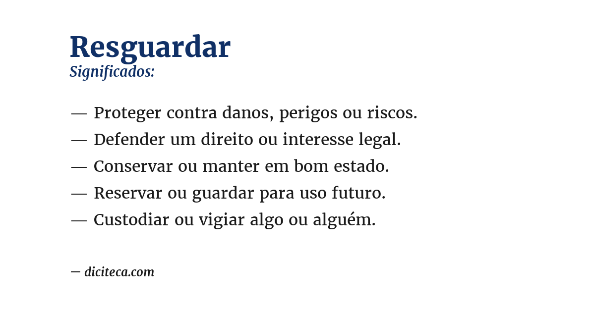 Significado de resguardar