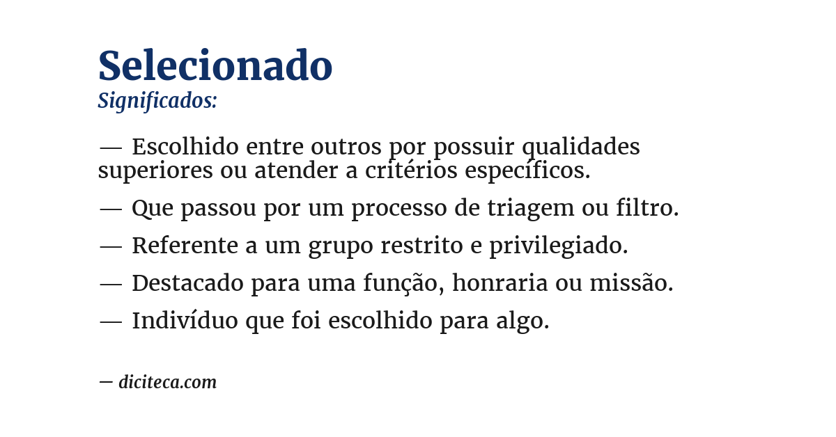 Significado de selecionado