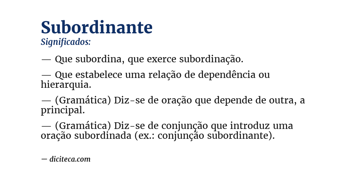 Significado de subordinante