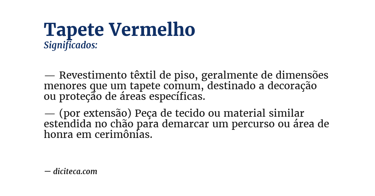 Significado de tapete vermelho