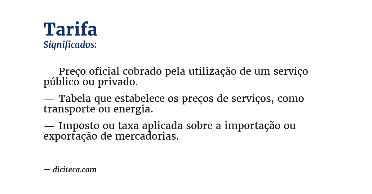 Significado de tarifa
