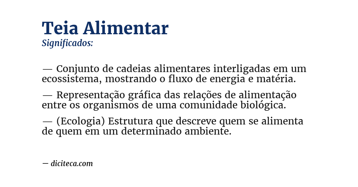 Significado de teia alimentar