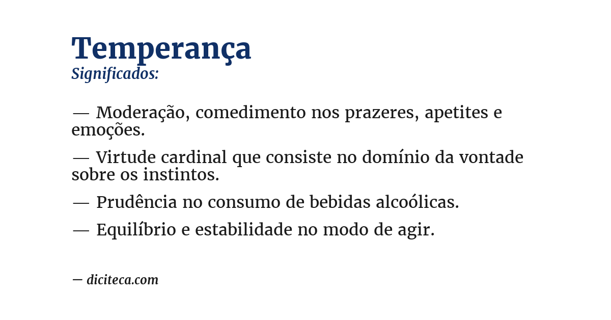 Significado de temperança