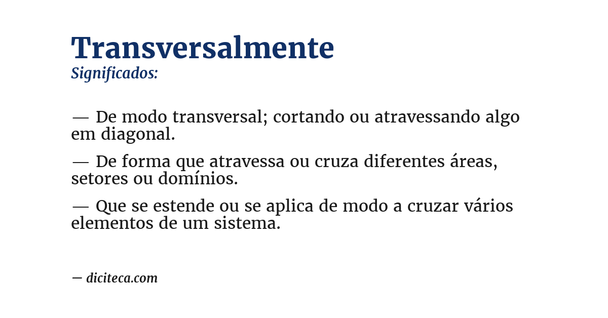 Significado de transversalmente