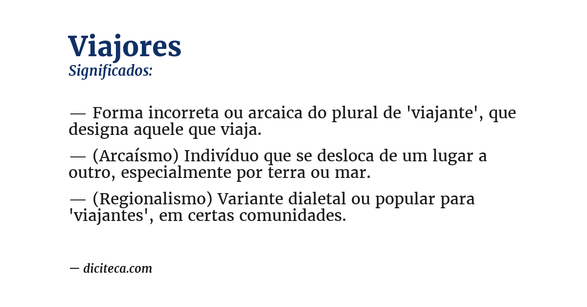 Significado de viajores