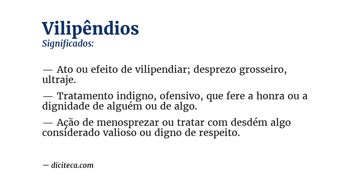Significado de vilipêndios