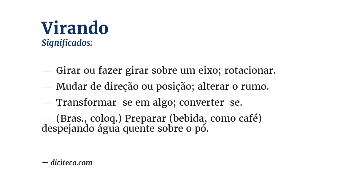 Significado de virando