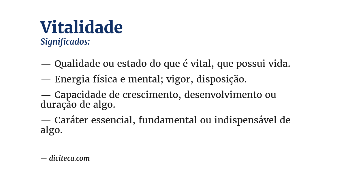 Significado de vitalidade