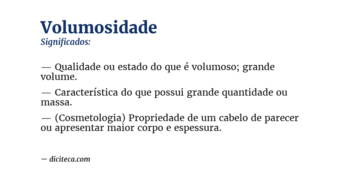 Significado de volumosidade