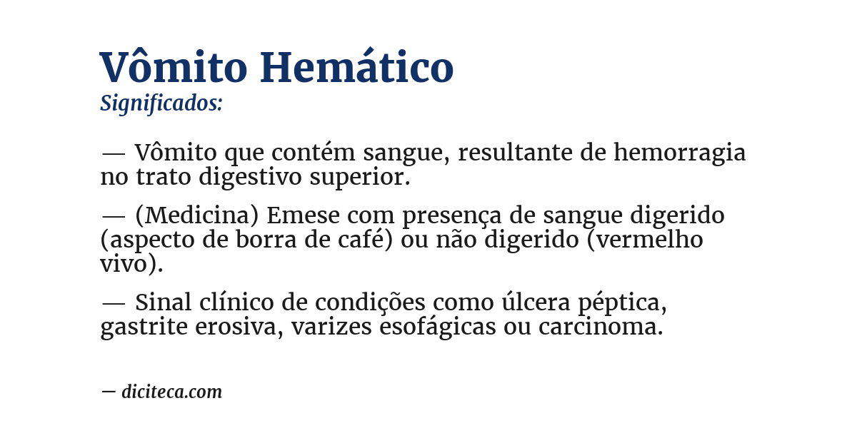 Significado de vômito hemático