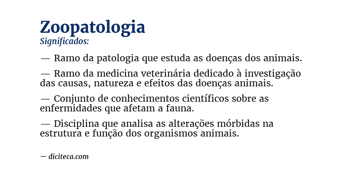 Significado de zoopatologia