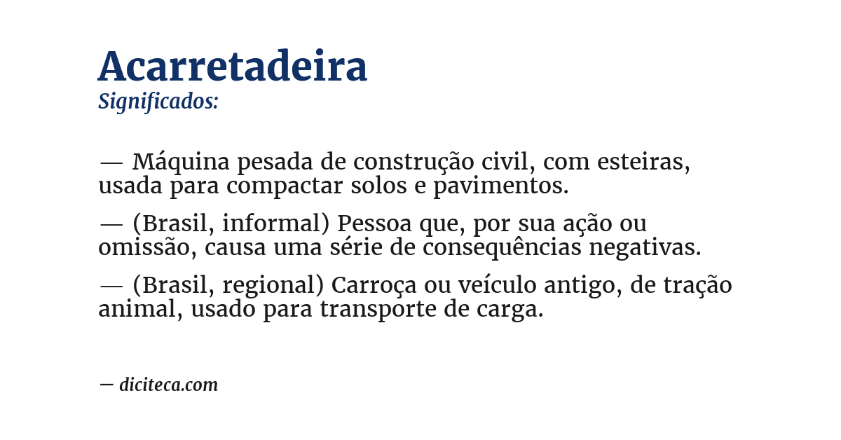 Significado de acarretadeira