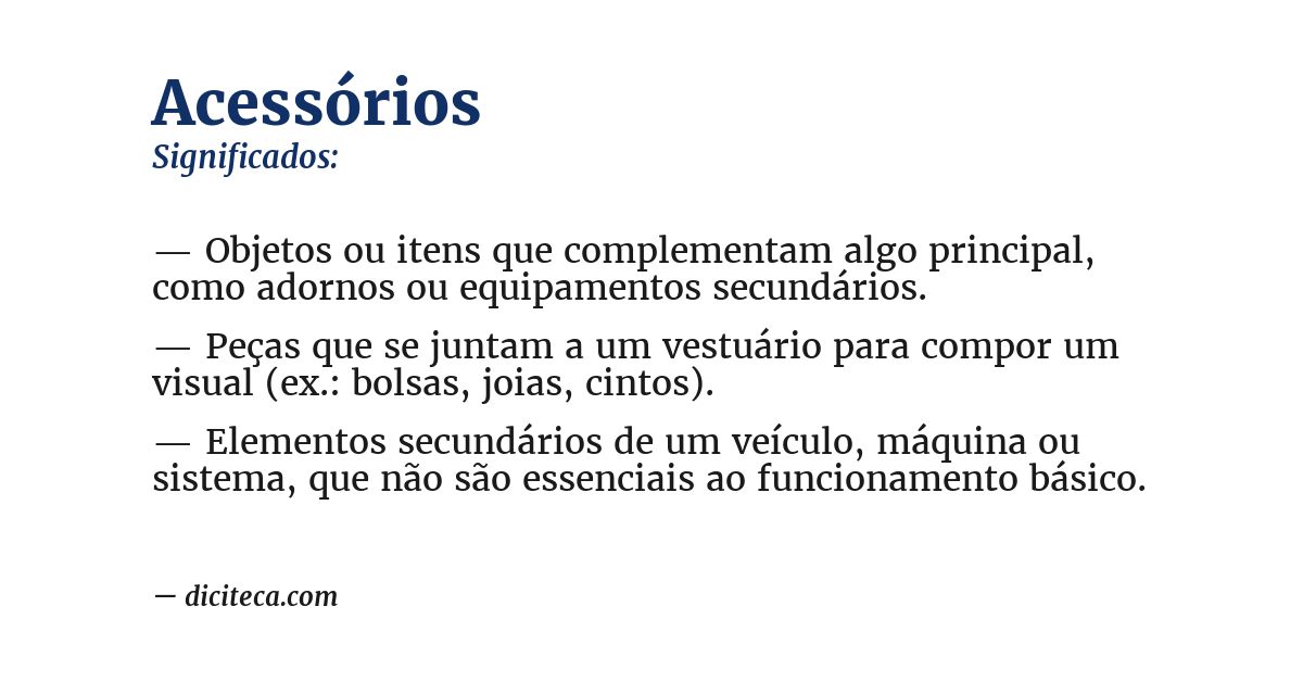 Significado de acessórios