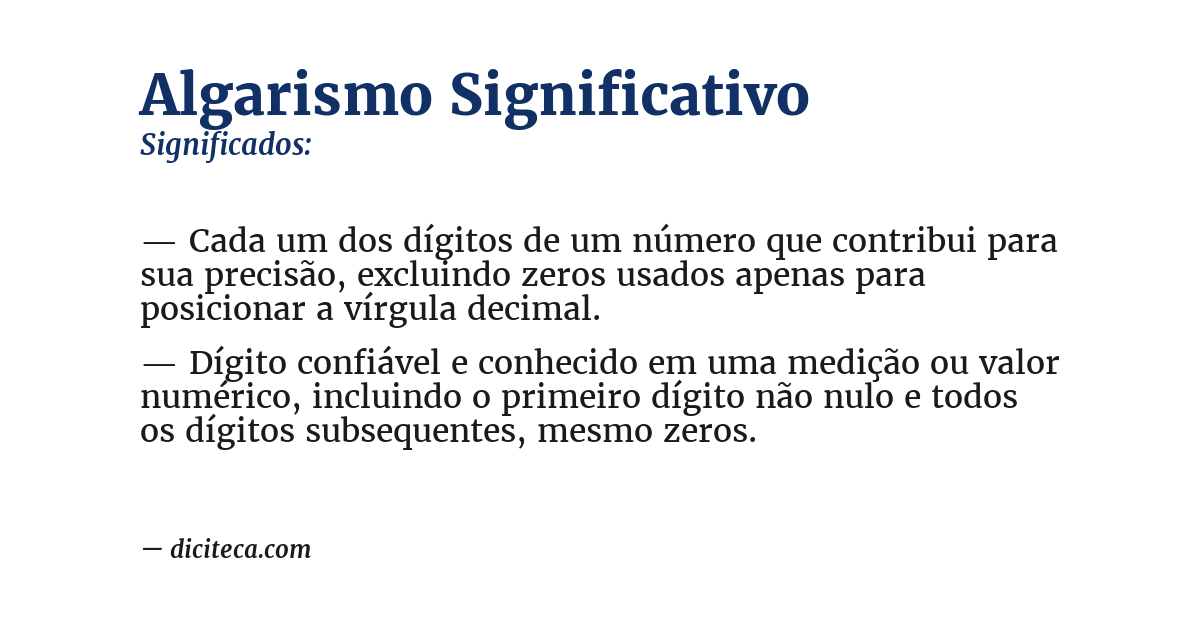 Significado de algarismo significativo
