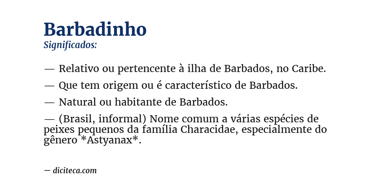 Significado de barbadinho