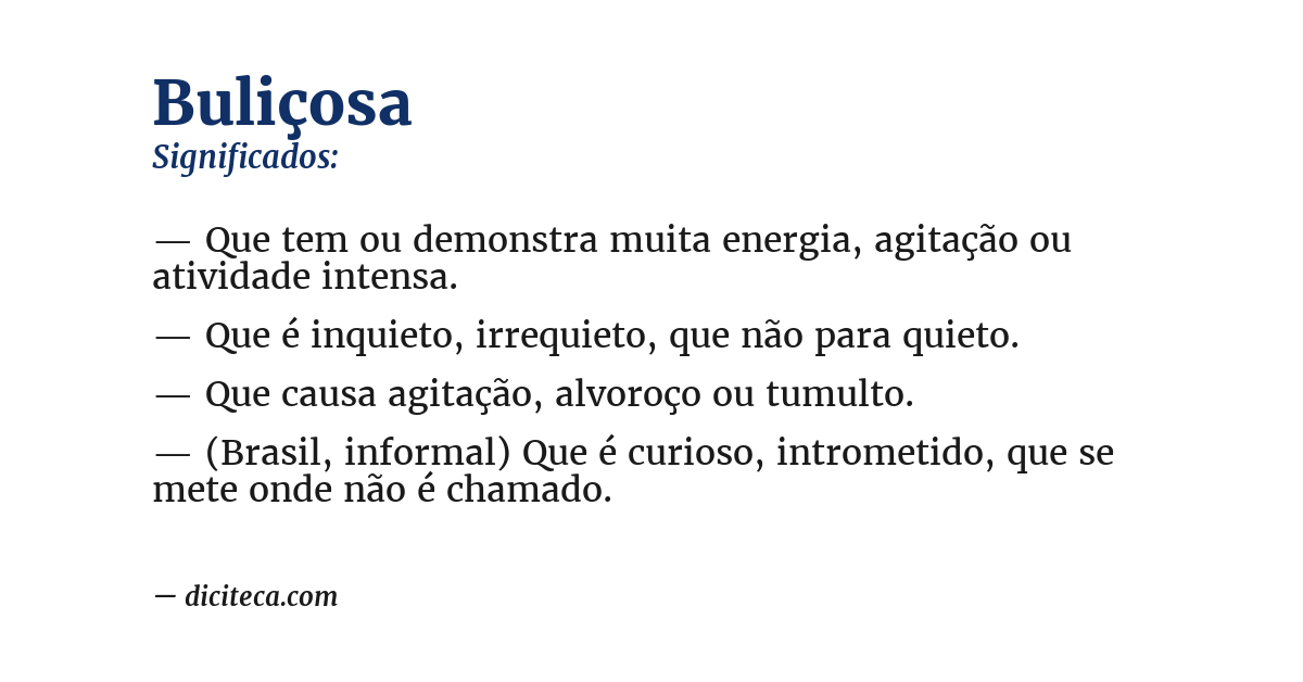 Significado de buliçosa