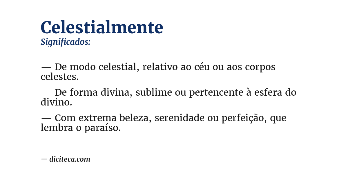 Significado de celestialmente