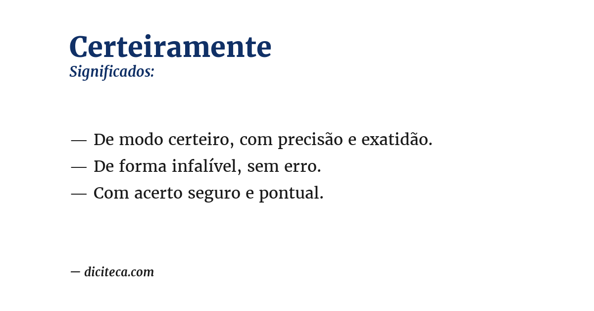 Significado de certeiramente