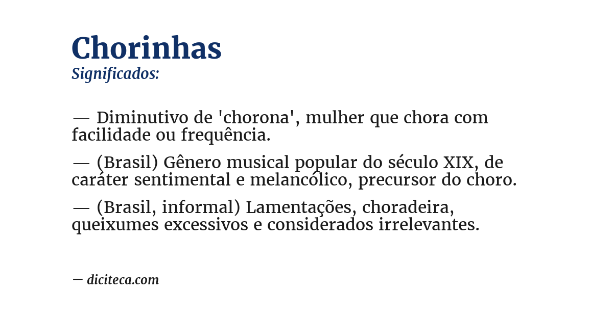 Significado de chorinhas