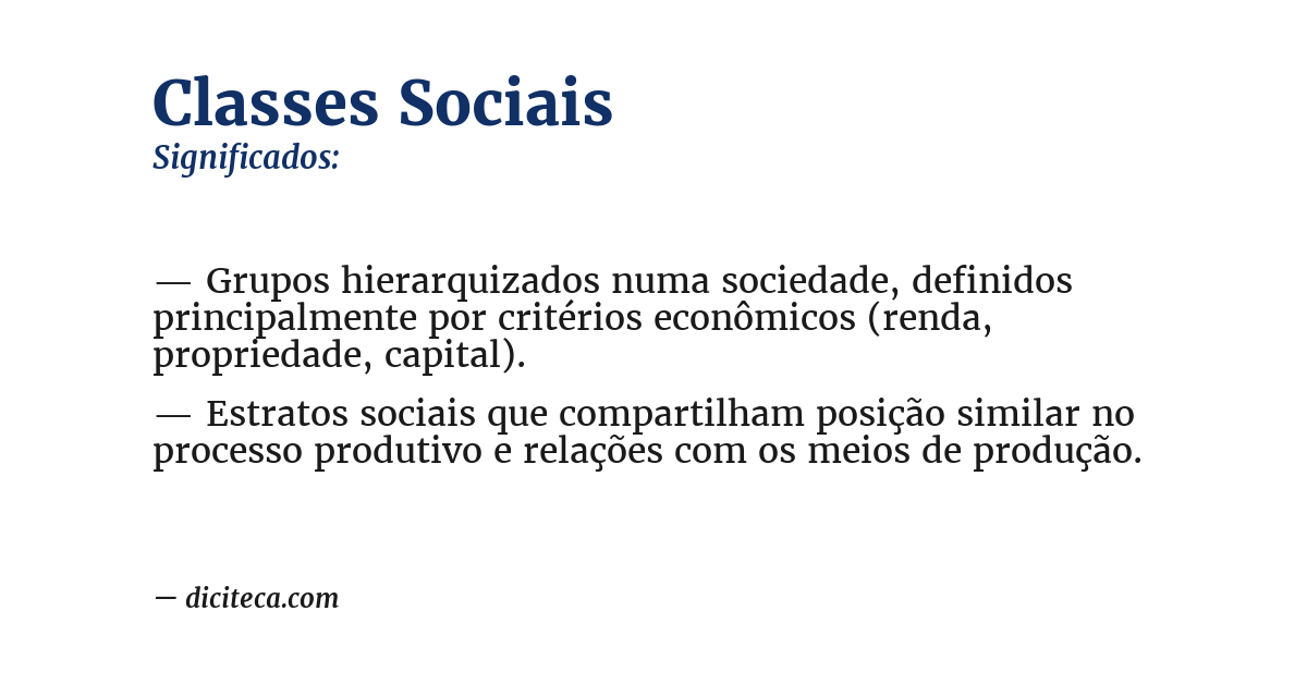 Significado de classes sociais